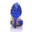 Charming Royal Blue Evening Party Womens Shoes 2018 Crystal Rhinestone Ankle Strap 8 cm Stiletto Heels Pointed Toe High Heels