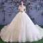 Chic / Beautiful White Wedding Dresses 2018 Ball Gown Multi-Colors Appliques Pearl Off-The-Shoulder Backless Sleeveless Cathedral Train Wedding