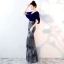 Chic / Beautiful Navy Blue Evening Dresses  2018 Trumpet / Mermaid Glitter V-Neck Short Sleeve Floor-Length / Long Formal Dresses