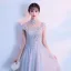 Chinese style Grey Evening Dresses  2018 A-Line / Princess Lace Appliques Beading High Neck Short Sleeve Floor-Length / Long Formal Dresses