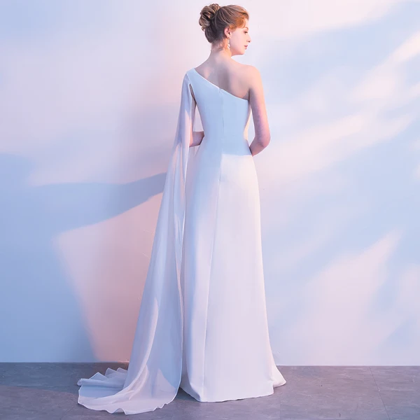 Modest / Simple Evening Dresses 2018 A-Line / Princess One-Shoulder  Backless Sleeveless Floor-Length / Long Formal
