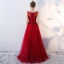 Chic / Belle Robe De Soirée 2018 Princesse En Dentelle Appliques Paillettes Faux Diamant Encolure Dégagée Sans Manches Longue Robe De Ceremonie