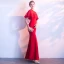 Chic / Beautiful Red Evening Dresses  2018 Trumpet / Mermaid Lace Appliques Sequins Scoop Neck 1/2 Sleeves Floor-Length / Long Formal Dresses