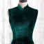 Chinese style Dark Green Cheongsam / Qipao Trumpet / Mermaid Evening Dresses  2021 High Neck Sleeveless Suede Evening Party Floor-Length / Long Formal Dresses