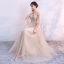 Chic / Beautiful Bridesmaid Dresses 2018 A-Line / Princess Appliques Beading Sash V-Neck Backless 1/2 Sleeves Floor-Length / Long Wedding Party Dresses