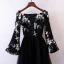 Chic / Beautiful Black Evening Dresses  2018 A-Line / Princess Lace Flower Off-The-Shoulder Long Sleeve Floor-Length / Long Formal Dresses