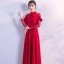 Chic / Beautiful Red Evening Dresses  2018 Empire Lace Flower High Neck Long Sleeve Floor-Length / Long Formal Dresses