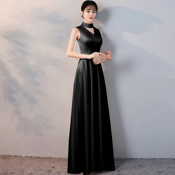 Modest / Simple Evening Dresses  2018 A-Line / Princess High Neck Sleeveless Floor-Length / Long Formal Dresses