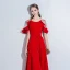 Chic / Beautiful Red Evening Dresses  2018 A-Line / Princess Sash Scoop Neck See-through 1/2 Sleeves Floor-Length / Long Formal Dresses