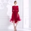 Chic / Beautiful Burgundy Homecoming Graduation Dresses 2018 A-Line / Princess Lace Appliques Sash Scoop Neck Backless 3/4 Sleeve Short Formal Dresses