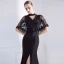 Chic / Beautiful Black Evening Dresses  2018 Trumpet / Mermaid V-Neck Lace 1/2 Sleeves Ankle Length Formal Dresses