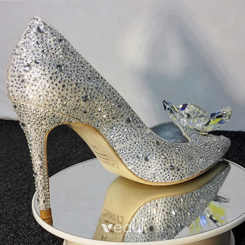 Luxury Designer Stiletto Silver Pumps For Wedding With Crystal Beading And  Rhinestones Sparkling Cinderella Pumps For Brides From Weddingsalon, $53.25