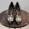 Chic / Beautiful Ivory Wedding Shoes 2018 Lace Rhinestone Pointed Toe High Heels