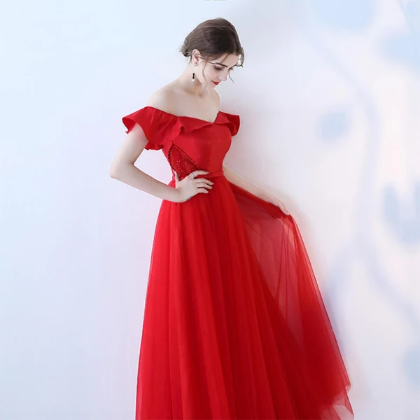 Chic / Beautiful Evening Dresses 2018 A-Line / Princess Off-The-Shoulder Backless Sleeveless Floor-Length / Long Formal Dresses