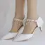 Chic / Beautiful White Wedding Shoes 2018 Pearl Rhinestone Tassel 5 cm Stiletto Heels Pointed Toe Wedding High Heels