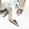 Chic / Beautiful Multi-Colors Pumps 2018 Pearl Rhinestone Leather Pointed Toe Pumps