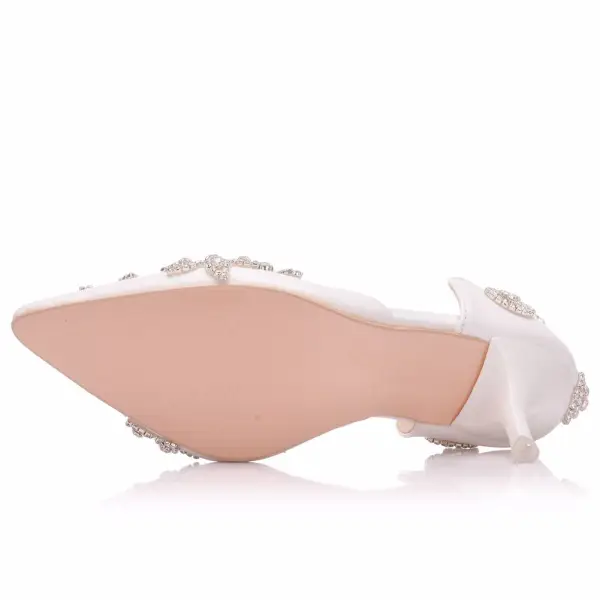 Schöne Weiß Brautschuhe 2018 Strass 8 cm Stilettos Spitzschuh Hochzeit Hochhackige