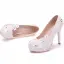 Chic / Beautiful White Wedding Shoes 2018 Lace Pearl Rhinestone 11 cm Stiletto Heels Round Toe Wedding Pumps