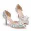 Unika Silver Brudskor 2018 Kristall Rhinestone 7 cm Stilettklackar Spetsiga Bröllop Högklackade