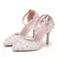 Charmant Weiß Brautschuhe 2018 Spitze Knöchelriemen Strass 9 cm Stilettos Spitzschuh Hochzeit Hochhackige