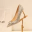 Scintillantes Argenté Chaussure De Mariée 2018 Faux Diamant Paillettes Cuir 8 cm Talons Aiguilles À Bout Pointu Mariage Escarpins