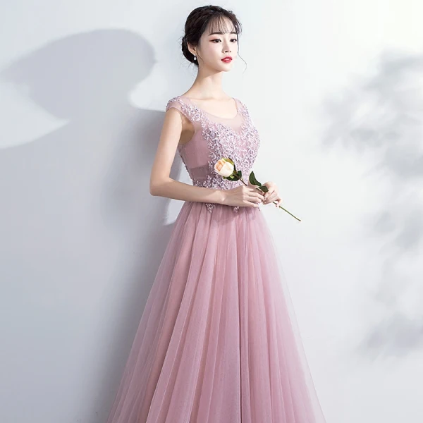 Elegant Prom Dresses 2018 A-Line / Princess Lace Flower Scoop Neck Backless Sleeveless Floor-Length / Long Formal Dresses