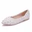 Chic / Beautiful White Wedding Shoes 2018 Lace Flower Rhinestone Pointed Toe Wedding Flat