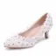 Chic / Beautiful White Wedding Shoes 2018 Lace Flower Rhinestone 5 cm Stiletto Heels Pointed Toe Wedding Pumps