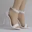 Chic / Beautiful White Wedding Shoes 2018 Lace Flower Pearl Ankle Strap 9 cm Stiletto Heels Open / Peep Toe Wedding High Heels