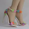 Amazing / Unique Multi-Colors Outdoor / Garden Womens Shoes 2018 Lace Flower Ankle Strap 6 cm Stiletto Heels Open / Peep Toe High Heels