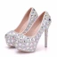 Sparkly Sølv Brudesko 2018 Krystall Rhinestone 14 cm Stiletthæler Rund Tå Bryllup Pumps