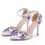 Schöne Weiß Brautschuhe 2018 Strass Knöchelriemen 9 cm Stilettos Spitzschuh Hochzeit Hochhackige