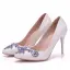 Snygga / Fina Vita Brudskor 2018 Rhinestone 9 cm Stilettklackar Spetsiga Bröllop Pumps