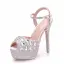 Sparkly Silver Wedding Shoes 2018 Crystal Rhinestone Ankle Strap 14 cm Stiletto Heels Open / Peep Toe Wedding High Heels