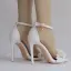 Schöne Weiß Brautschuhe 2018 Applikationen Strass Knöchelriemen 11 cm Stilettos Peeptoes Hochzeit Hochhackige