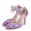 Charmant Lila Brautschuhe 2018 Kristall Knöchelriemen 9 cm Stilettos Spitzschuh Hochzeit Hochhackige