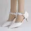 Chic / Beautiful White Wedding Shoes 2018 Lace Pearl Buckle 5 cm Stiletto Heels Pointed Toe Wedding High Heels