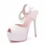 Chic / Beautiful White Wedding Shoes 2018 Pearl Rhinestone Tassel Ankle Strap 14 cm Stiletto Heels Open / Peep Toe Wedding High Heels