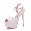 Modest / Simple White Evening Party Womens Shoes 2018 Ankle Strap 14 cm Stiletto Heels Open / Peep Toe High Heels