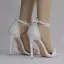 Charmant Blanche Chaussure De Mariée 2018 T-Strap En Dentelle Fleur Perle Faux Diamant Bride Cheville 11 cm Talons Aiguilles Peep Toes / Bout Ouvert Mariage Talons Hauts