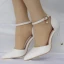 Modest / Simple White Casual Womens Shoes 2018 Ankle Strap 8 cm Stiletto Heels Pointed Toe High Heels