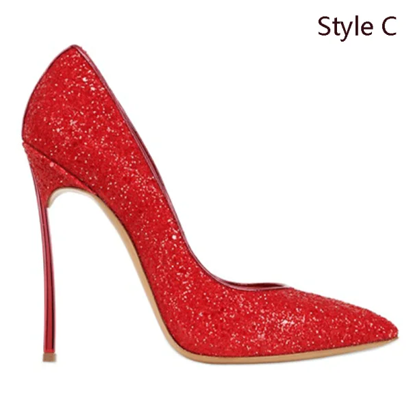 Glitter Witte Pailletten Bruidsschoenen 2019 12 cm Naaldhakken / Stiletto Spitse Neus Huwelijk Pumps