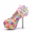 Flower Fairy Multi-Colors Prom Pumps 2018 Lace Handmade  Flower 14 cm Rhinestone Stiletto Heels Round Toe Pumps