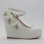 Modern / Fashion White Outdoor / Garden Womens Shoes 2018 Appliques Rhinestone Ankle Strap 9 cm Wedges Round Toe