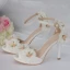 Modern / Fashion White Wedding Shoes 2018 Appliques Rhinestone Ankle Strap 8 cm Stiletto Heels Open / Peep Toe Wedding High Heels