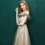 Luxury / Gorgeous Champagne Prom Dresses 2019 A-Line / Princess Sash Lace Spaghetti Straps Backless Sleeveless Floor-Length / Long Formal Dresses