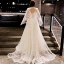 Modern / Fashion Champagne Evening Dresses  2019 A-Line / Princess Appliques Scoop Neck Backless Court Train Formal Dresses