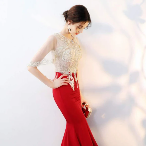 Chic / Beautiful Red With Shawl Evening Dresses 2019 Trumpet / Mermaid Beading Rhinestone Lace Flower Scoop Neck Sleeveless Ankle Length Formal Dresses
