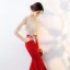 Chic / Beautiful Red With Shawl Evening Dresses  2019 Trumpet / Mermaid Beading Rhinestone Lace Flower Scoop Neck Sleeveless Ankle Length Formal Dresses