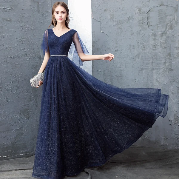 HOT ! Beautiful Navy Blue Dresses Navy Blue Sky Blue Maid Of Honor Dress  Bridesmaid Dresses
